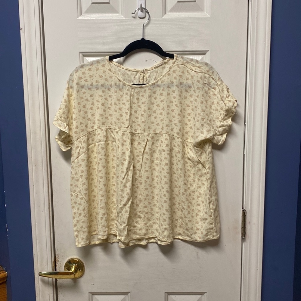 Cotton Bleu Womens Multicolor Floral cottage peasant Short  Sleeve Size M